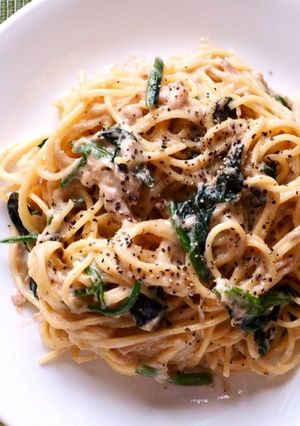 ツナとほうれん草の和風クリームパスタ-レシピのメイン写真