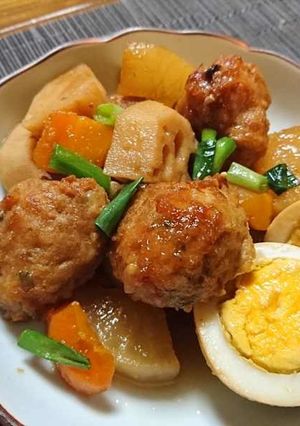鶏つくねと根菜の甘辛煮×SHiBORO-レシピのメイン写真