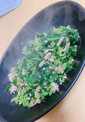 大根葉と豚みんちのゴマ油炒め-レシピのメイン写真