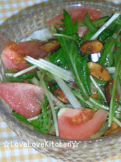 美肌効果☆アーモンドと水菜のサラダ-レシピのメイン写真