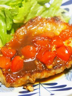 豚肉ステーキ♪プチトマトの爽やかソースで-レシピのメイン写真