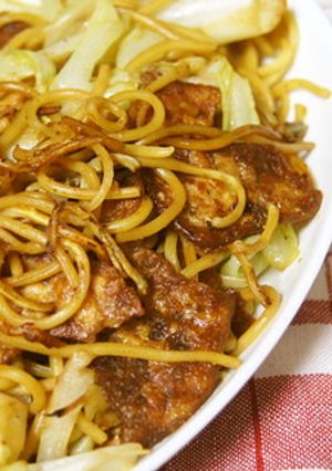 おやつ（いかの姿あげ）で焼きそば-レシピのメイン写真