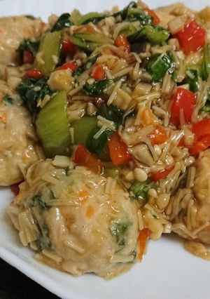 レンジで調理♪鶏団子の野菜中華あん-レシピのメイン写真