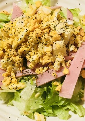 ざっくりミモザサラダ☆レタス＆ハム-レシピのメイン写真