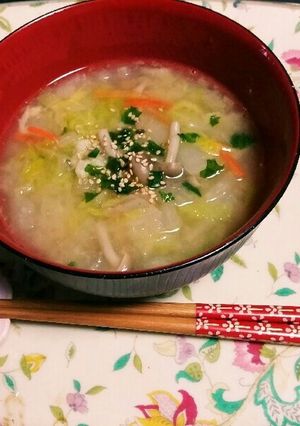 松山あげと冬野菜(白菜)の味噌汁⛄✳⛄☺-レシピのメイン写真