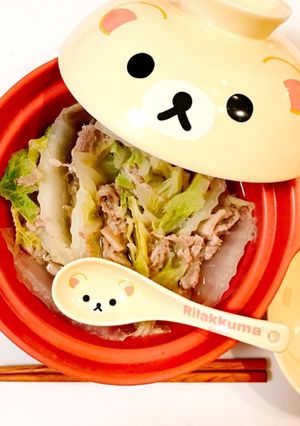 簡単お夜食♡豚肉と白菜のミルフィーユ鍋-レシピのメイン写真