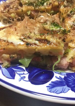 チヂミ粉使用のモチモチ食感お好み焼き！-レシピのメイン写真