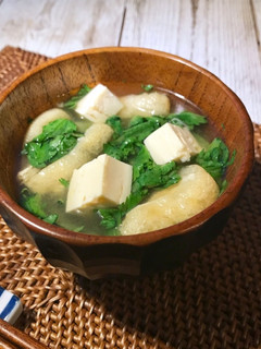 春菊と油揚げの味噌汁-レシピのメイン写真