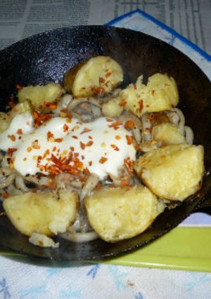北あかりでポテト＋チーズの焼きうどん-レシピのメイン写真