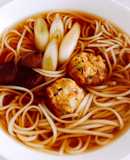 海老とひじきと枝豆のすり身揚げ入り温麺