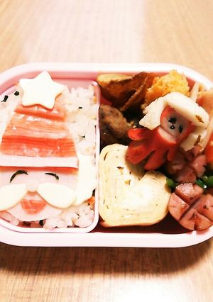 今日のキャラ弁12/20(サンタさん)-レシピのメイン写真