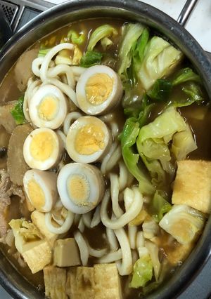 残ったおでんでカレーうどん鍋-レシピのメイン写真