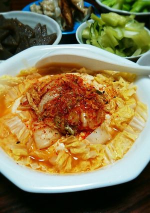 レンチン!ずぼらキムチチゲ風旨うま湯豆腐-レシピのメイン写真