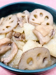 鶏肉とれんこんと長芋の煮物♡-レシピのメイン写真