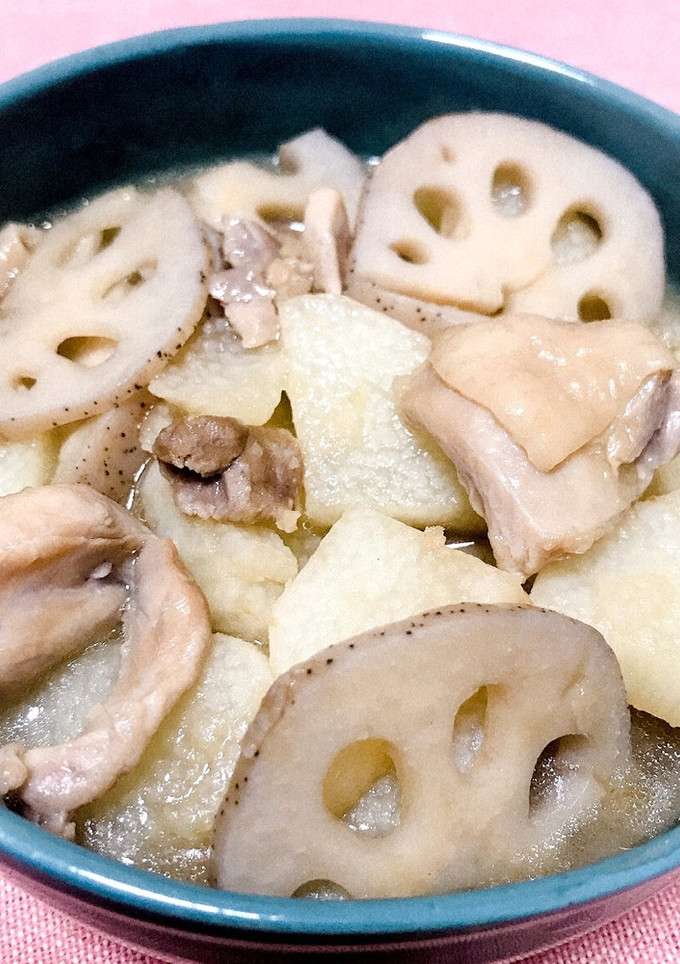 鶏肉とれんこんと長芋の煮物♡-レシピのメイン写真