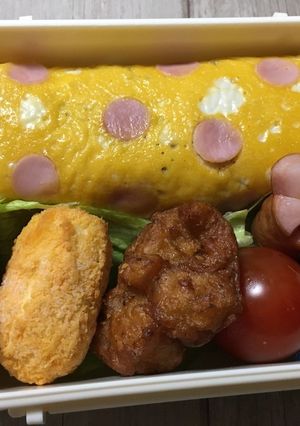 ハムで作る失敗知らずの水玉オムライス弁当-レシピのメイン写真