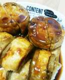 鶏肉と冷凍豆腐の蓮根のはさみ焼き