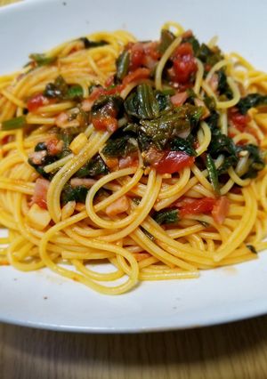 簡単！ほうれん草とベーコンのトマトパスタ-レシピのメイン写真