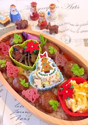 ミートボールでクリスマス弁当 詰め方-レシピのメイン写真