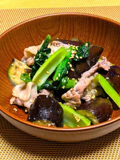なすと小松菜の豚肉味噌炒め-レシピのメイン写真