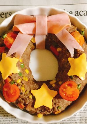 クリスマス☆リース型 ミートローフ-レシピのメイン写真