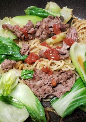 青梗菜と牛肉の中華焼きソバ-レシピのメイン写真