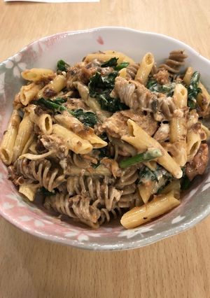 鯖缶(味噌煮)とマカロニのほうれん草あえ-レシピのメイン写真