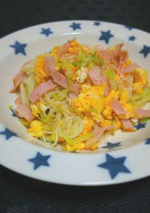 ハムとキャベツのそうめんチャンプル-レシピのメイン写真