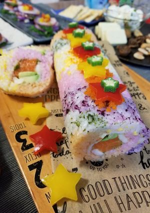クリスマス☆レインボー巻き寿司-レシピのメイン写真