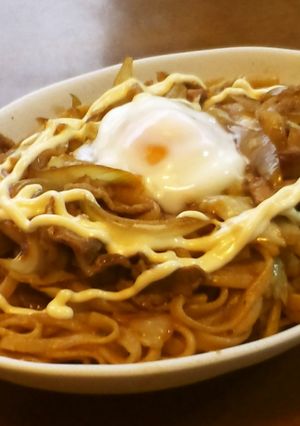 豚こま肉とキャベツの醤油マヨ焼きうどん-レシピのメイン写真