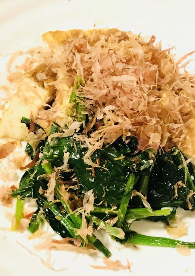 【一品】厚揚げとほうれん草のしょう油炒め-レシピのメイン写真