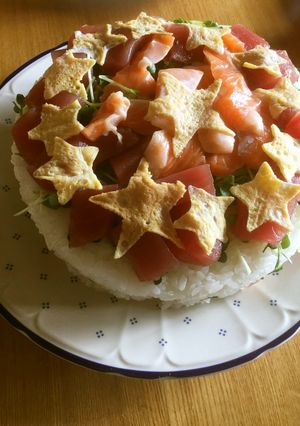 ゴロッと海鮮ちらし寿司ケーキ-レシピのメイン写真