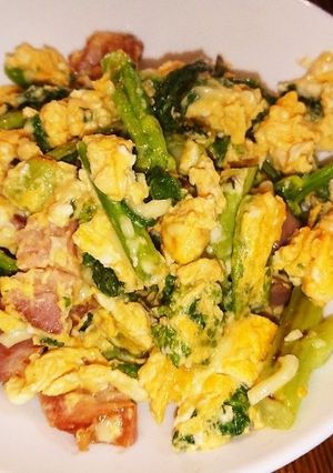 菜の花とベーコンの炒め物(低糖質)-レシピのメイン写真