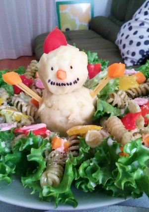 マッシュポテト雪だるまはリースの中で☆-レシピのメイン写真