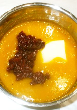 かぼちゃ小豆おしるこ♪簡単砂糖なしレンジ-レシピのメイン写真