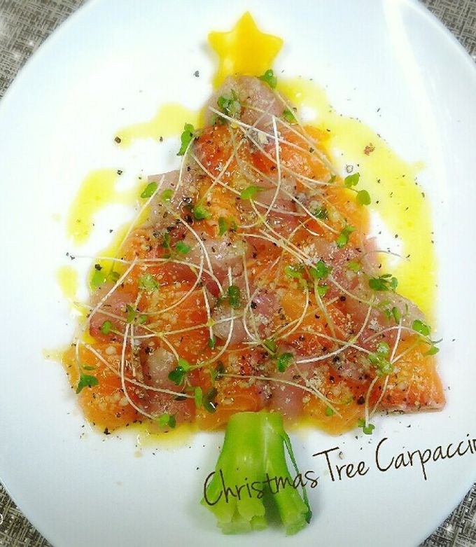Xmasツリー仕立て♪簡単カルパッチョ by mot'z☆Lab 【クックパッド