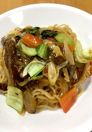 大人の給食☆牛肉と青梗菜のあんかけ焼そば-レシピのメイン写真