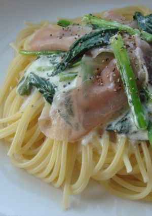生ハムとほうれん草のレモンクリームスパ-レシピのメイン写真