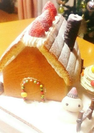 クリスマスケーキ組立簡単お菓子の家-レシピのメイン写真