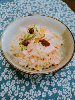 あたただしで秋鮭とコーンの炊き込みご飯-レシピのメイン写真