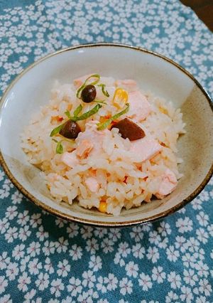 あたただしで秋鮭とコーンの炊き込みご飯-レシピのメイン写真