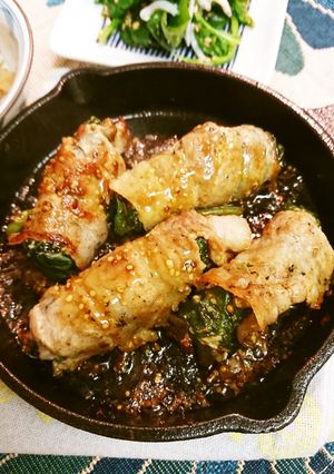 ちぢみほうれん草豚バラ巻き-レシピのメイン写真