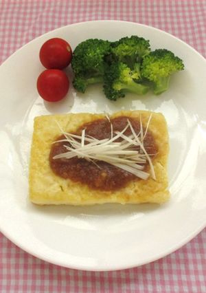 簡単給食　豆腐ステーキ くるみ味噌ソース-レシピのメイン写真