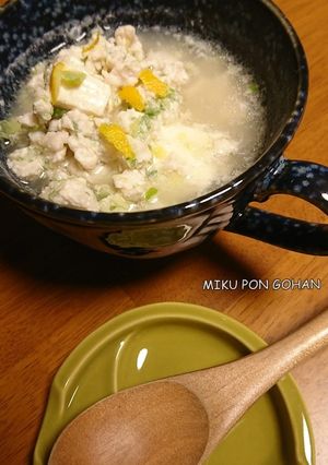 鶏ひき肉と豆腐の白だしスープ-レシピのメイン写真