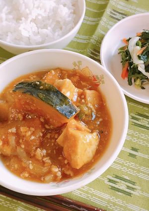 かぼちゃのそぼろ煮(天理市給食）-レシピのメイン写真