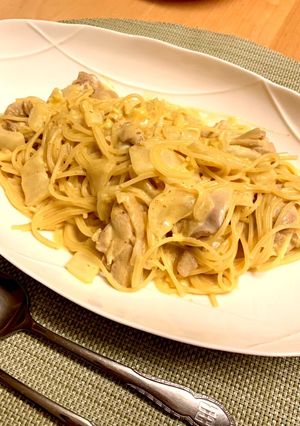 白菜と鶏肉のカレークリームパスタ-レシピのメイン写真