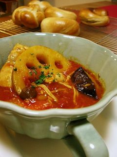 れんこんと揚げナスのトマト煮込み-レシピのメイン写真