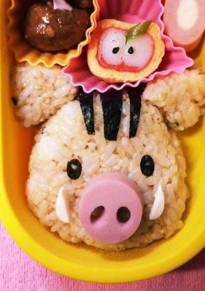 2019年干支イノシシのキャラ弁-レシピのメイン写真
