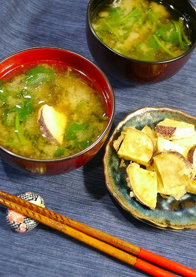 簡単！ほうれん草とイモ天のお味噌汁-レシピのメイン写真