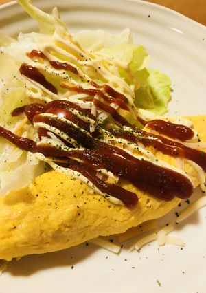 プレーンオムレツ＆レタスサラダのプレート-レシピのメイン写真